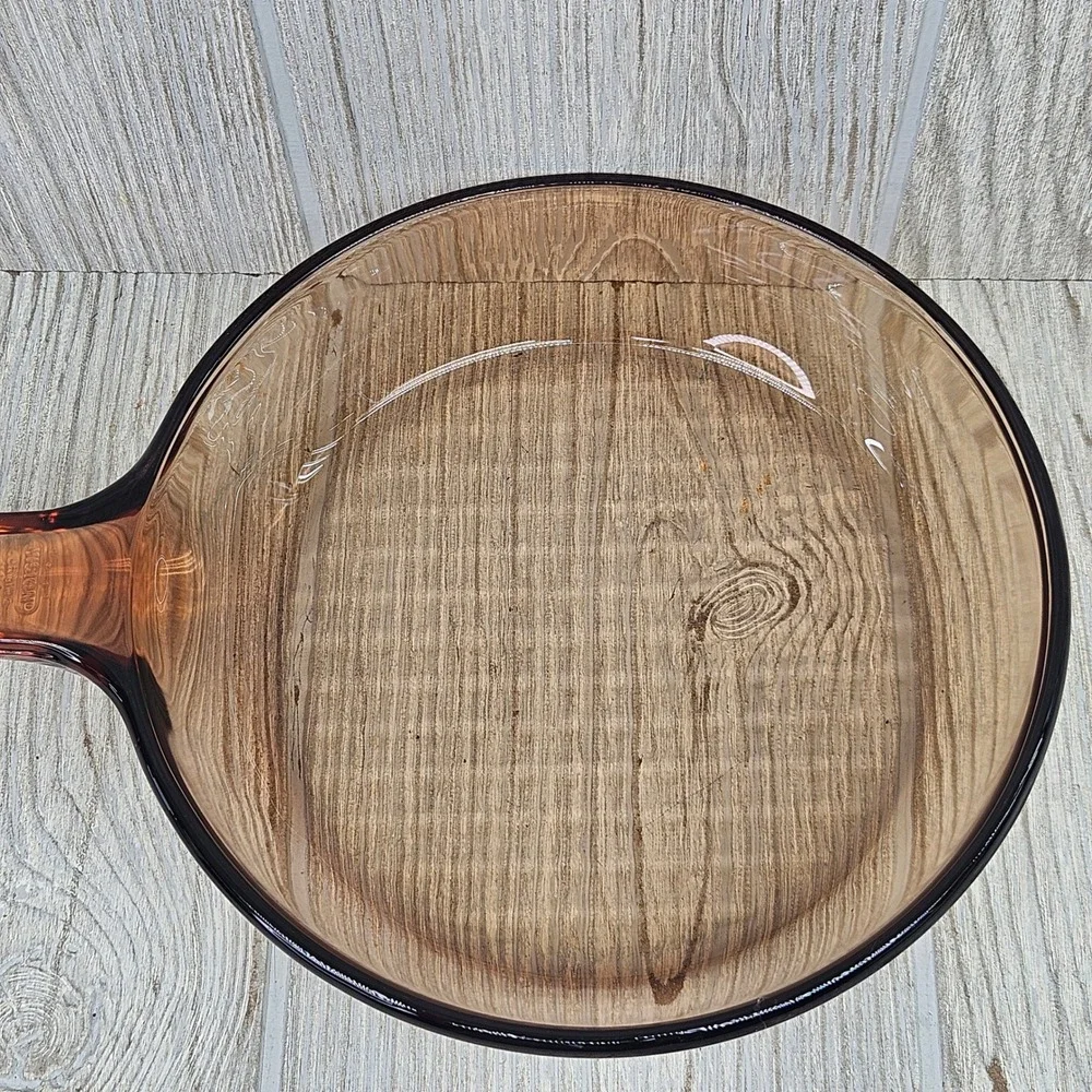 Visions by Corning Amber Glass 7 Inch Skillet Frying Pan V-7-N USA Made Retro